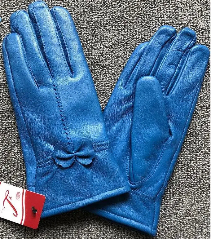 2020 Women's Genuine Leather Gloves Red Sheepskin Gloves Autumn and Winter Fashion Female Windproof Gloves