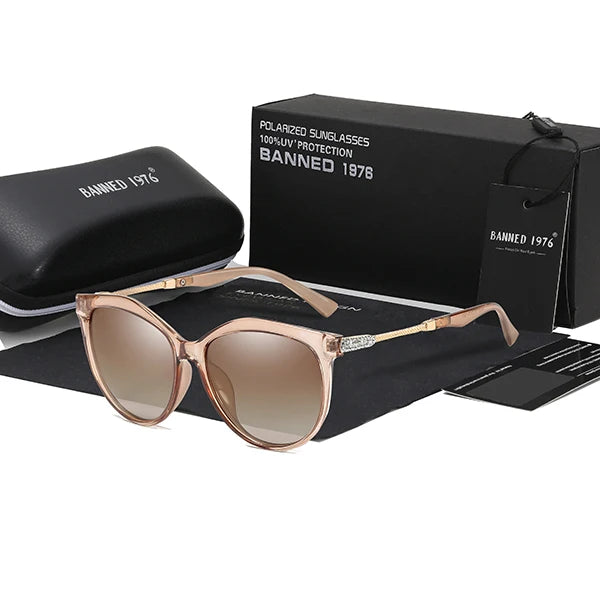 2021 New Luxury HD Polarized Women Sunglasses Fashion Round Ladies Vintage Brand Design Cat Eye Woman Female Sun Glasses Oculos