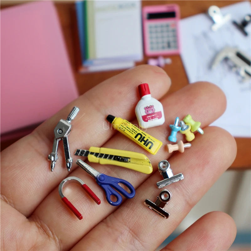 1/12 Scale Minaiture Dollhouse Stationery Mini Notebook Push Pin Model for OB11 BJD Doll Accessories Toy