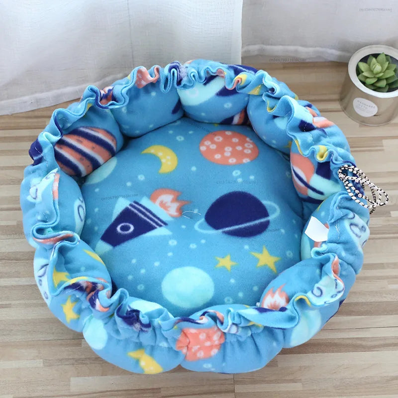 Round Dog Cat Bed Basket Warm Plush Cats Cushion Pet Bag Mat Winter House Soft Nest Puppy Sleeping Sofa for Small Dogs Cat