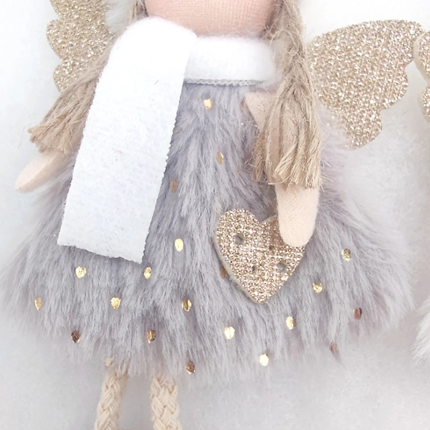 Christmas Tree Decoration Gift Charm Decorations Charms Pendants Angel Light Weight Cute Plush Angel 8X16cm Home Xmas Navidad