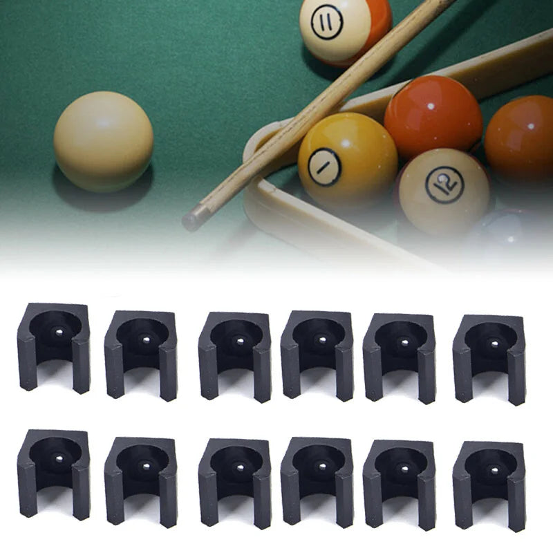 12Pcs Billiard Cue Holders 1.9x1.8x1.8cm Wall Hanging Fishing Rod Holder Plastic Stick Holder Clips Billiard Fishing Accessories