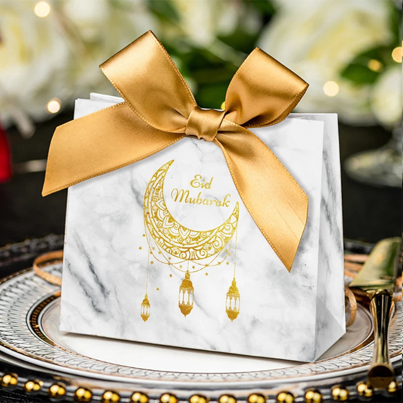 Eid Mubarak Candy Box Set Paper Packaging Gift Bag Party Favor Ramadan Gift Box Muslim Islamic Party Supplies Kareem Decoration