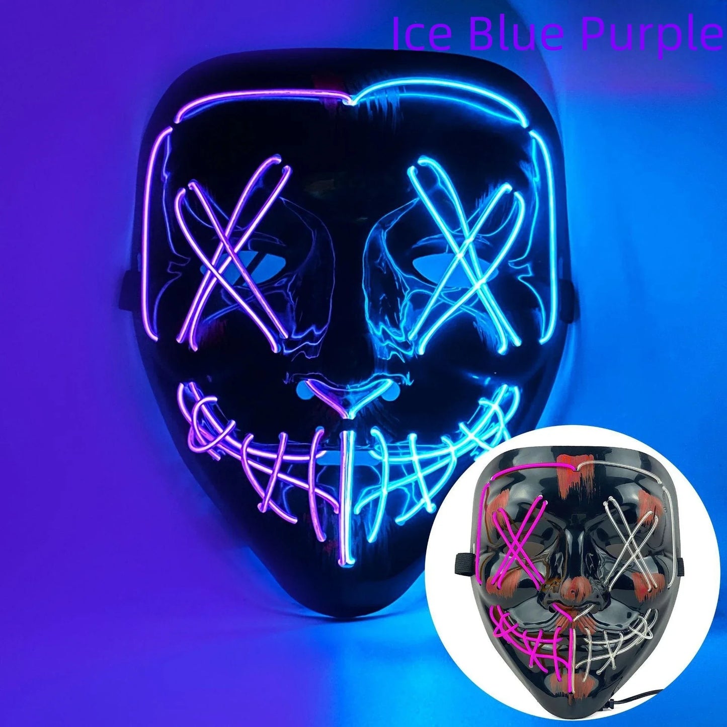 Hot Sale Halloween Glowing Scary Face Mask Luminous LED Purge Mask Neon Light Up Horror Party Mask Cosplay Costume Supplies