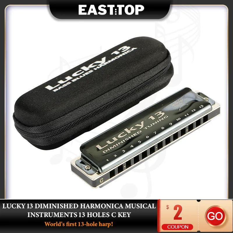 EASTTOP LUCKY 13 Dominished Harmonica Musical Instruments 13 Holes C Key Harmonica for Beginners