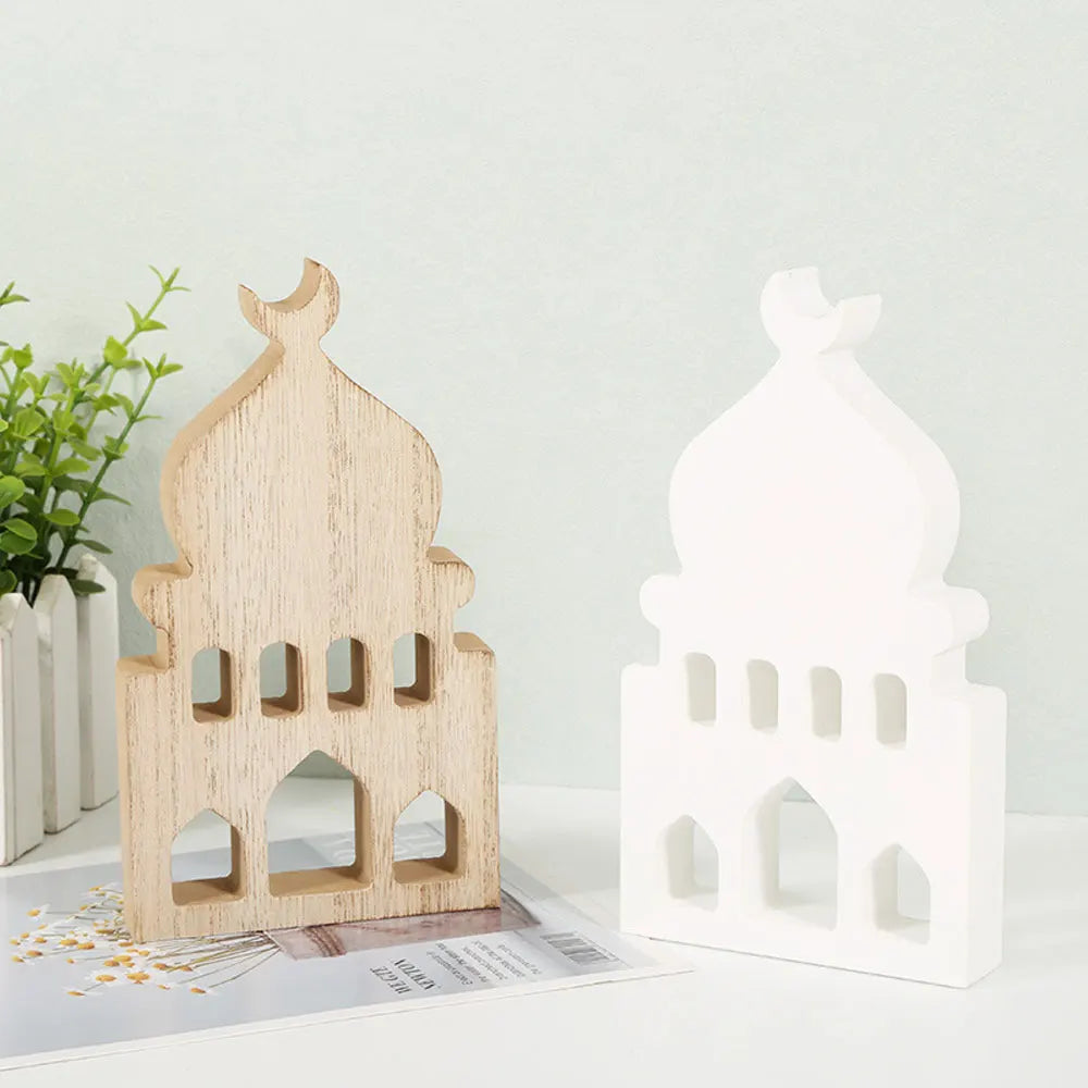 2024 EID Mubarak Wooden Ornaments House Ramadan Decoration for Islam Muslim Event Party Home Table Decoration Kareem Gifts