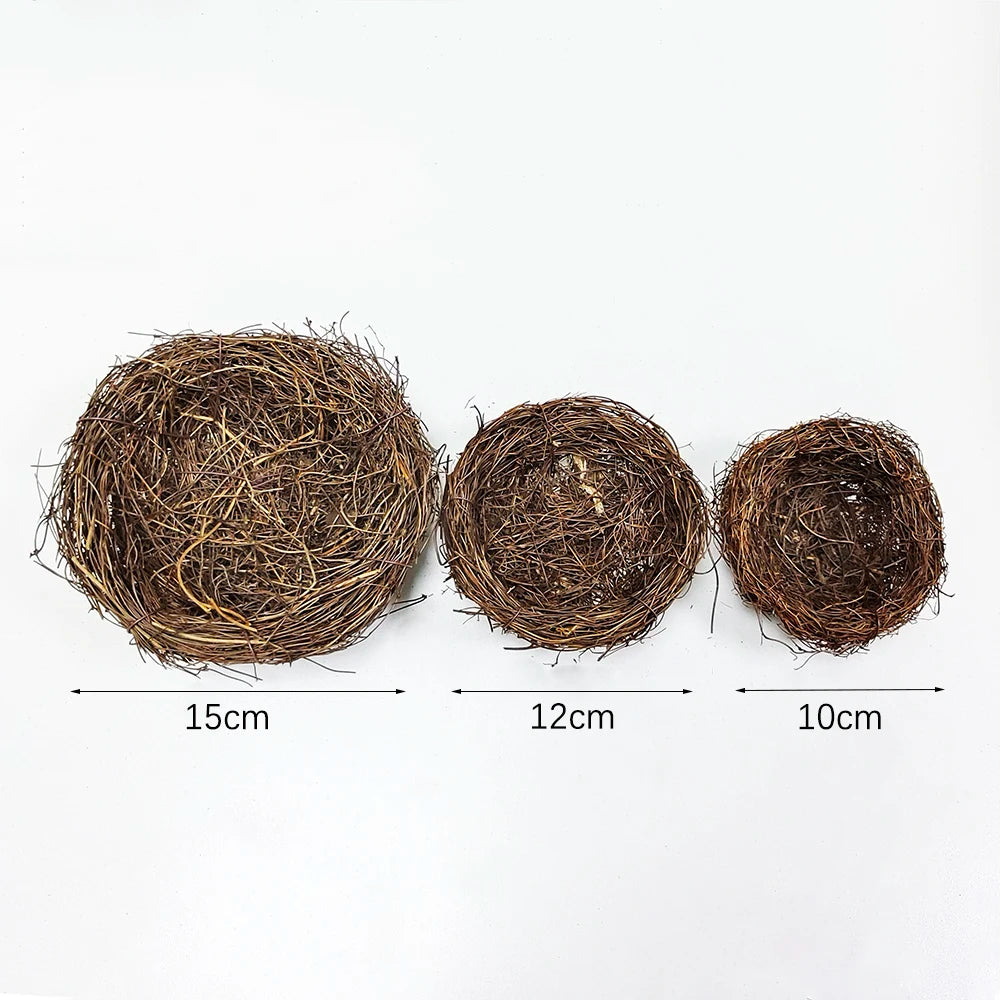 10-15Cm Easter Artificial Bird Nest Easter Eggs Natural Rattan Nest Eggs Storage Easter Decoration 2024 Kids Diy Craft Supplies