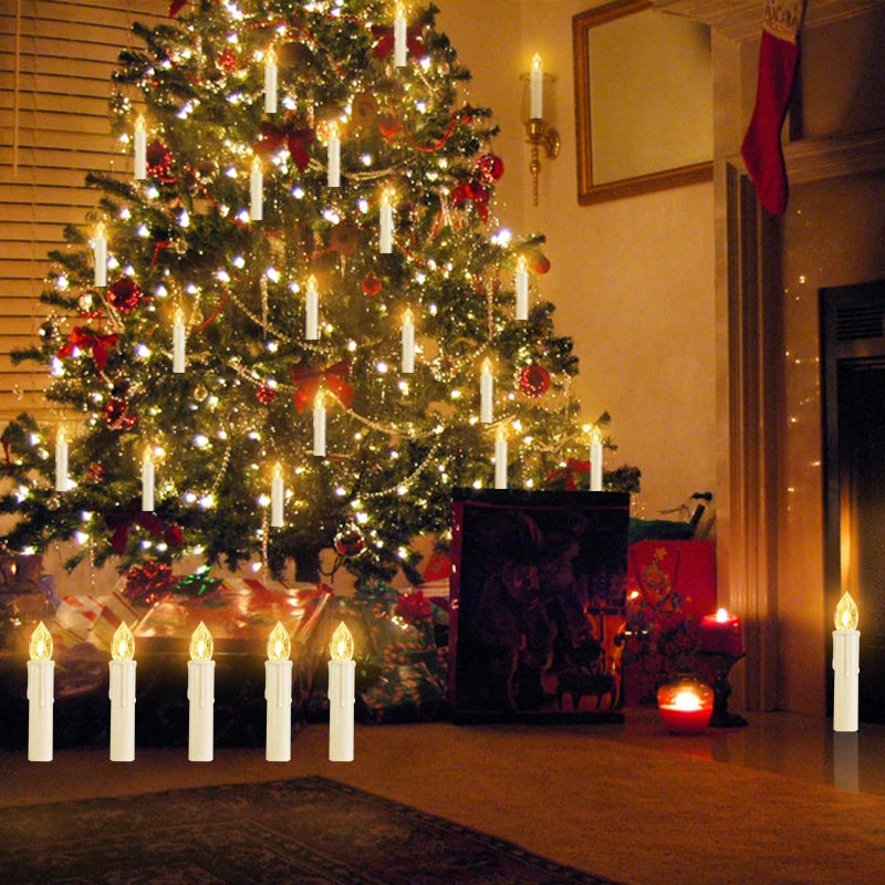 10/20/30/40pcs Candle Light Timer Remote Home Decor Artificial Flameless Led Candle Lamps Waterproof Christmas Candles Wholesale