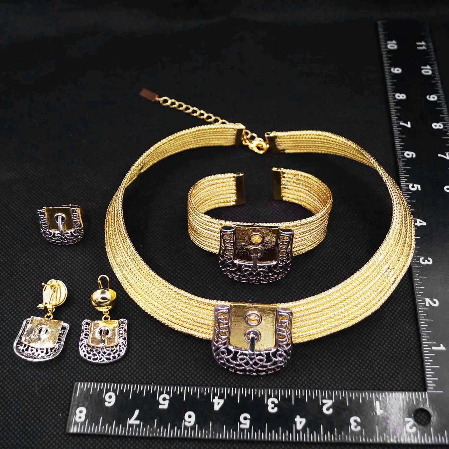 Fashion Women's Jewelry Set Heart Lock Round Necklace Luxury Lock Earrings Bracelet Party Jewelry Mother's Day Gift