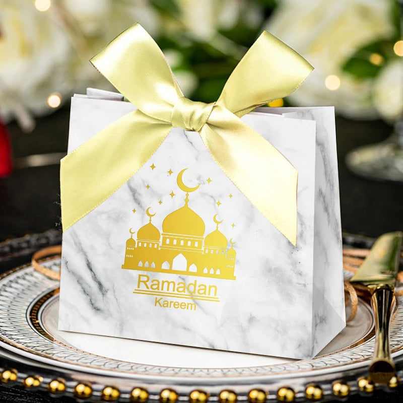 Eid Mubarak Candy Box Set Paper Packaging Gift Bag Party Favor Ramadan Gift Box Muslim Islamic Party Supplies Kareem Decoration