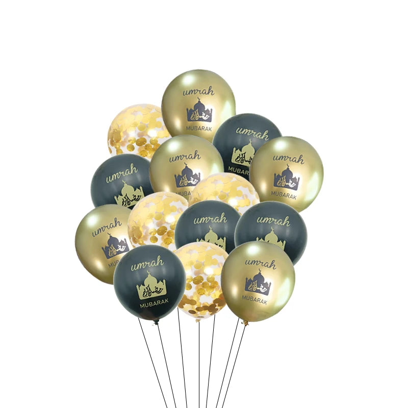 1Set Eid/Hajj Mubarak Latex Balloon Ramadan Kareem Decor Umrah Mubarak Muslim Islamic Hajj Festival Party Supplies 2025
