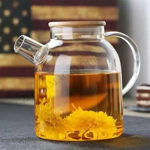 Transparent Borosilicate Glass Teapot Water Jug Heat-Resistant Large Capacity Kung Fu Kettle Home Flower Tea Pot Bottle Decanter