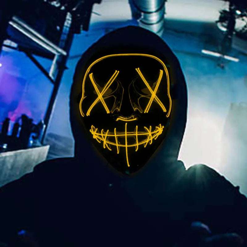LED Halloween Mask Luminous Neon Mask Glow in the Dark Mascaras Halloween Party Costume Cosplay Masques Props Horror Mask