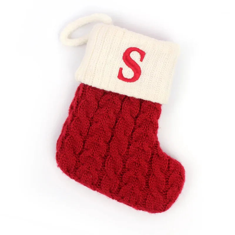 Merry Christmas Socks Red Snowflake Alphabet Letters Christmas Stocking Christmas Tree Pendant Decorations for Home Xmas Gift
