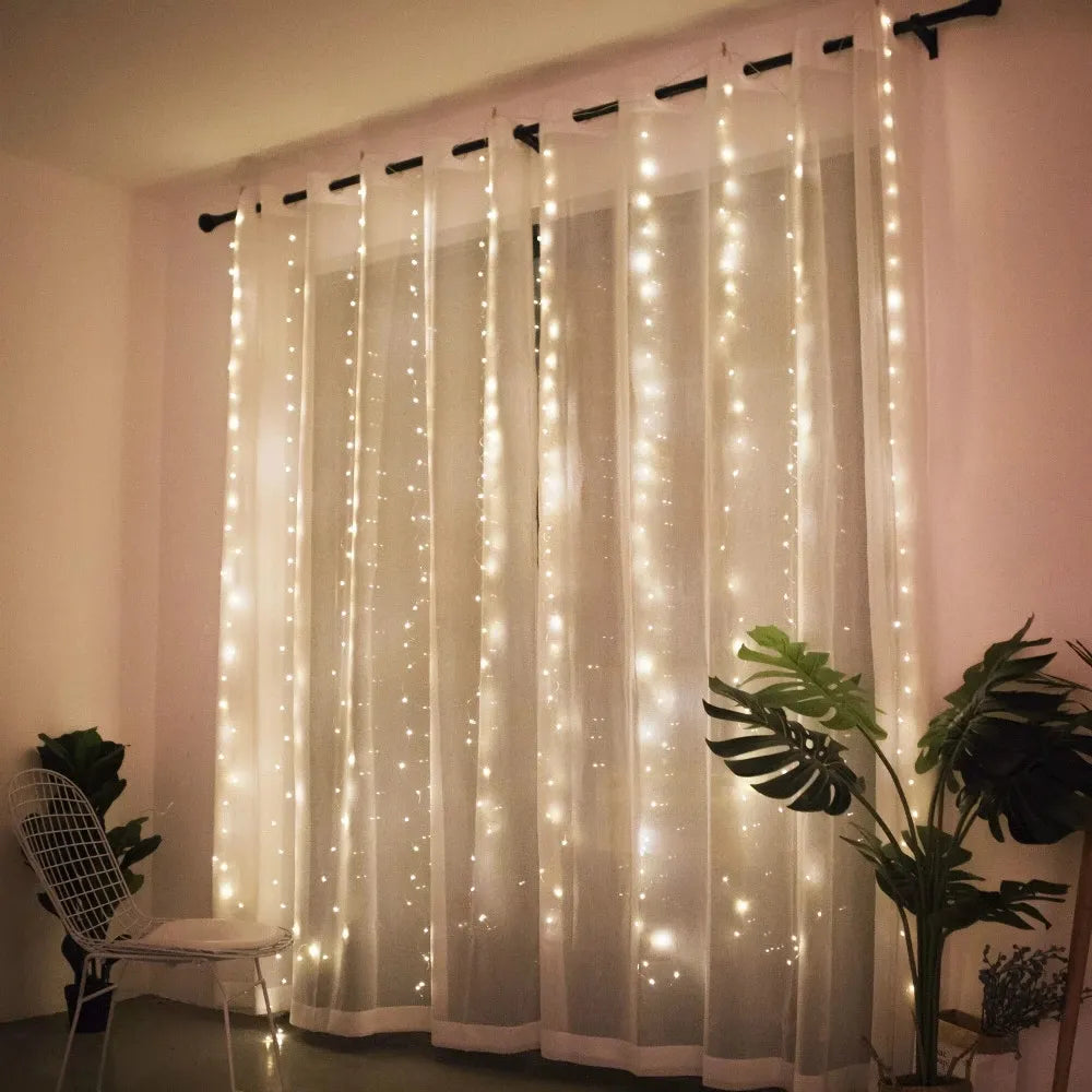 Christmas Lights Curtain Garland Merry Christmas Decorations for Home Christmas Ornaments Xmas Gifts Navidad 2023 New Year Decor