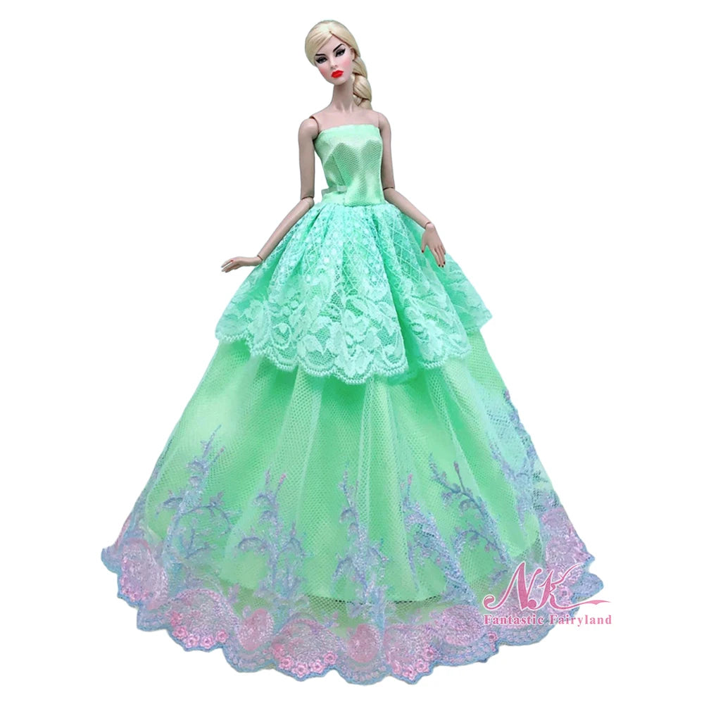 NK 1 Pcs 30CM Princess Wedding Dress Noble Party Gown for Barbie Doll Accessories Fashion Clothes Gift for Girl' 1/6 Doll Toy JJ