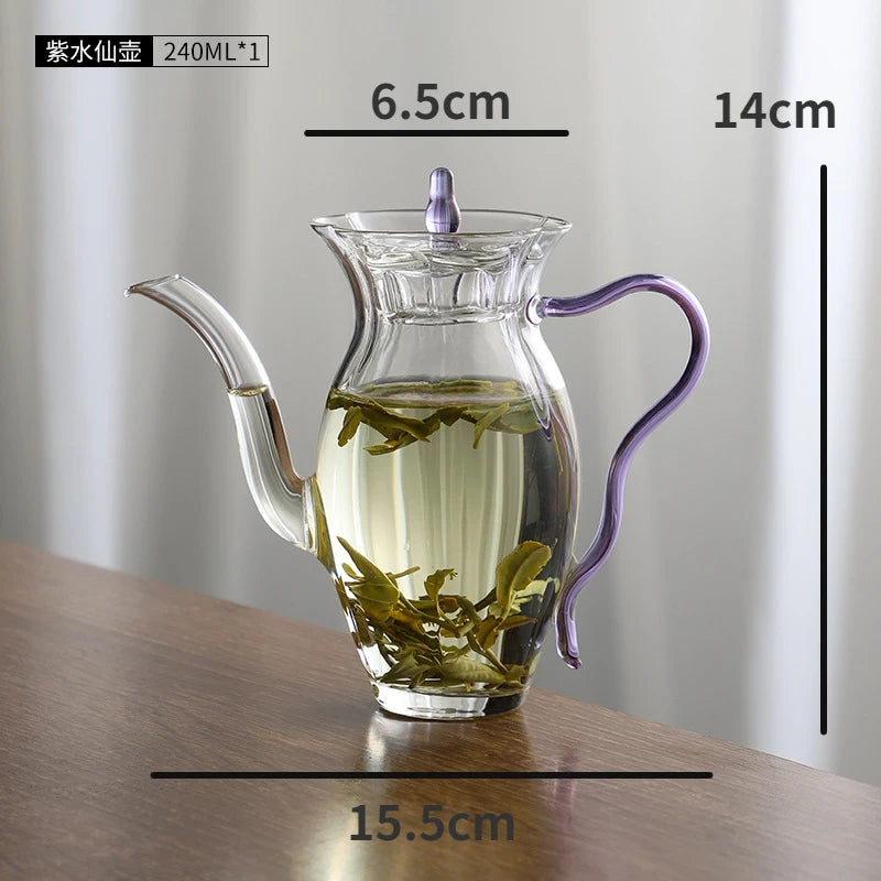 Japanese High-Temperature-Resistant Glass Pot Narcissus Teapot Household High Borosilicate Glass Hand-Held Brewing Teapot