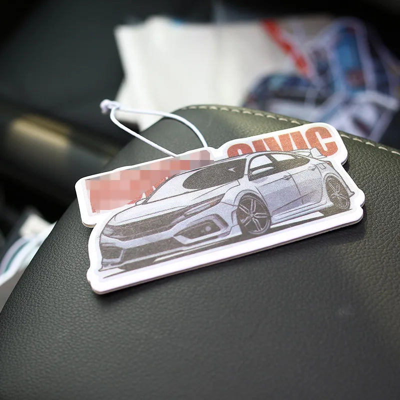 JDM Style Car Rear View Mirrow Pendent Air Freshener Solid Paper Piston Brake Wheel Rim Shock Absorber