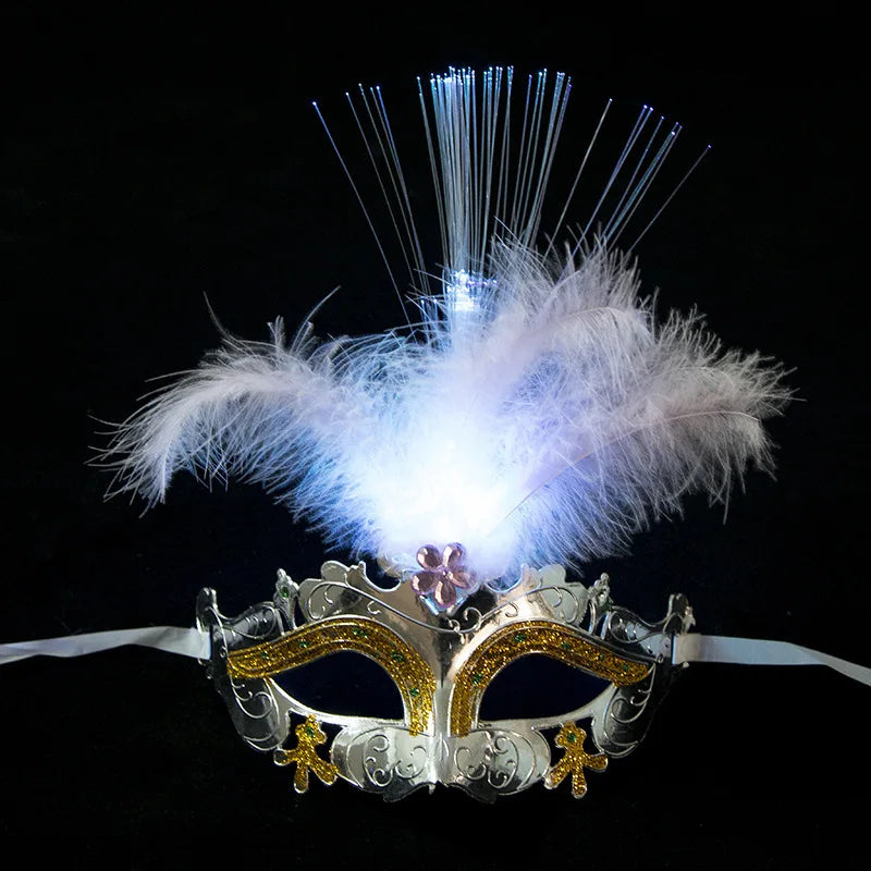 Glowing Feather LED Masks Venice Carnival Halloween Christmas Light Up Masks Masquerade Birthday Wedding Party Cosplay Costume