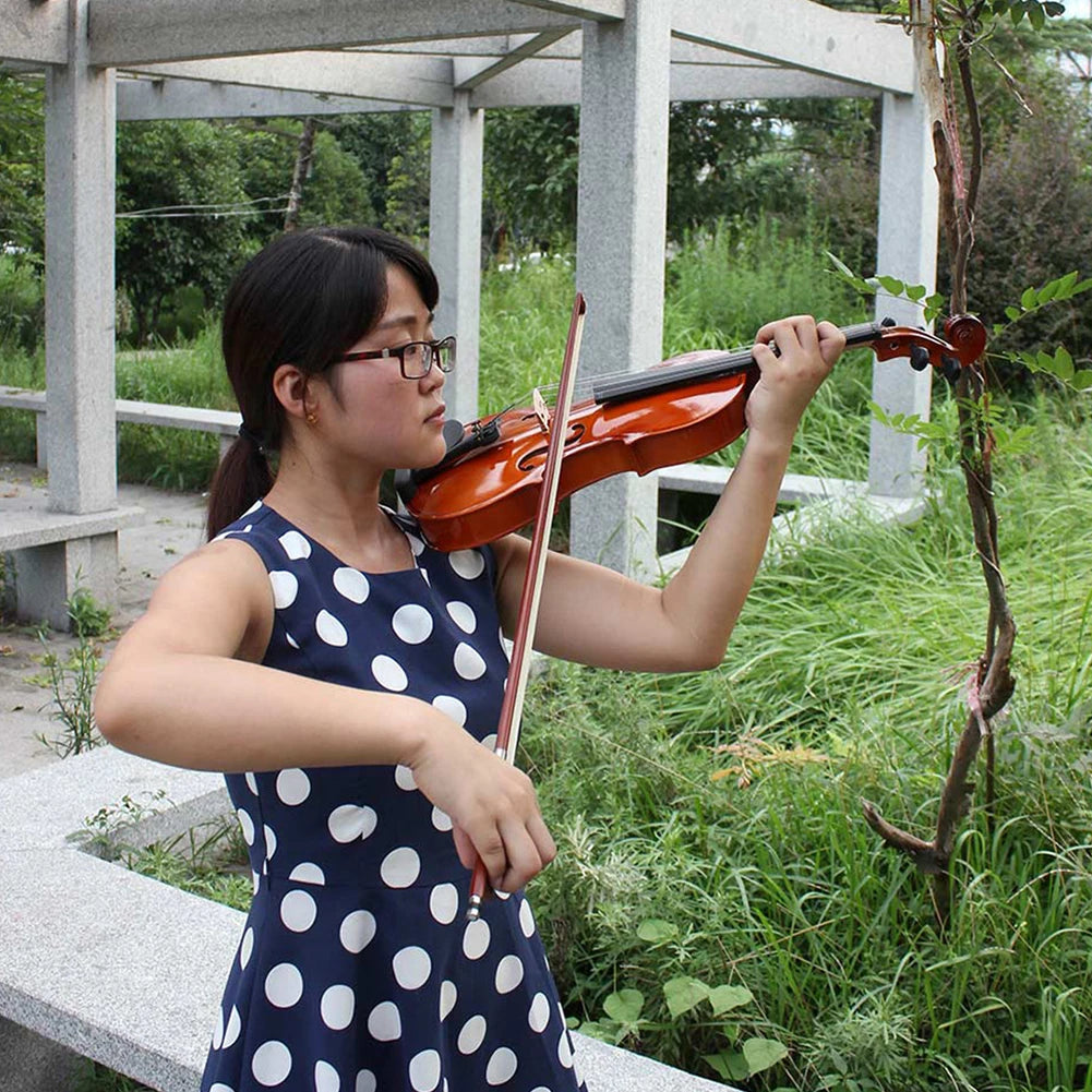 Violin Fiddle Set With Case Bow Extra Strings Rosin Tuner 4/4 Full Size Solid Wood Violin Set for Beginners Kids & Adults