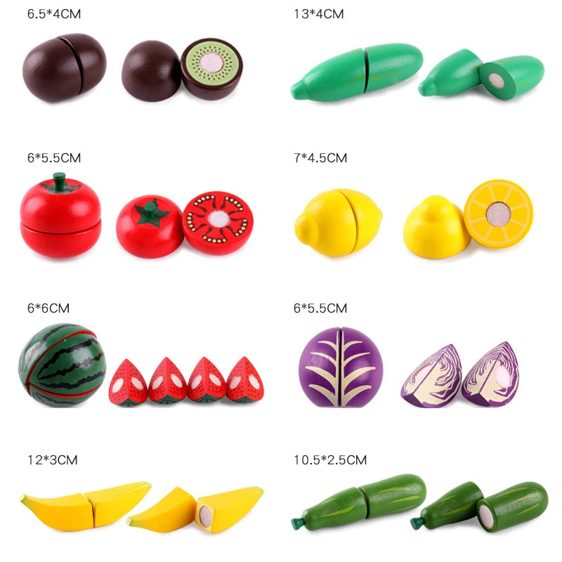 1Pcs Fruit Cutting Educational Toys Wooden Paste Stickers Vegetable Fruit Cutting Kitchen Toy Educational Toy for Children Gift