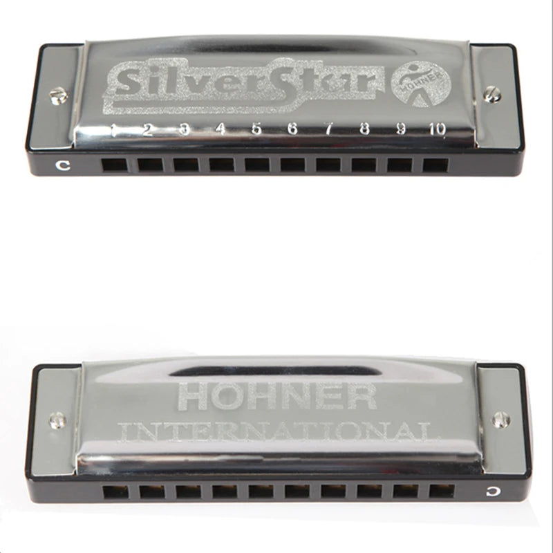Hohner 10 Holes Armonica Diatonica Harmonica Blues Harp Key of C Mouth Organ Sliver Star Gaita Music Instrument Mundharmonika