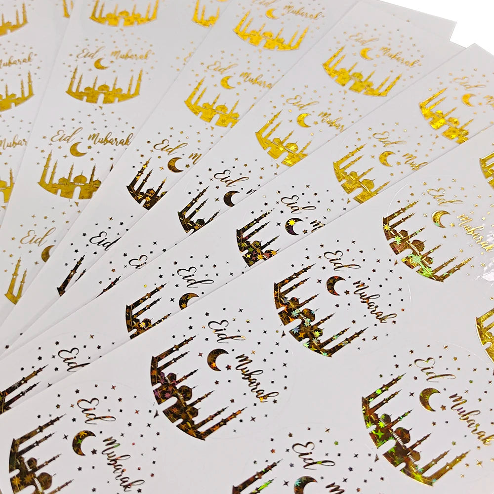 50pcs Ramadan Stickers Eid Mubarak Gift Paper Lable Seal Stickers Ramadan Kareem Decoration 2024 Islamic Muslim Party Supplies