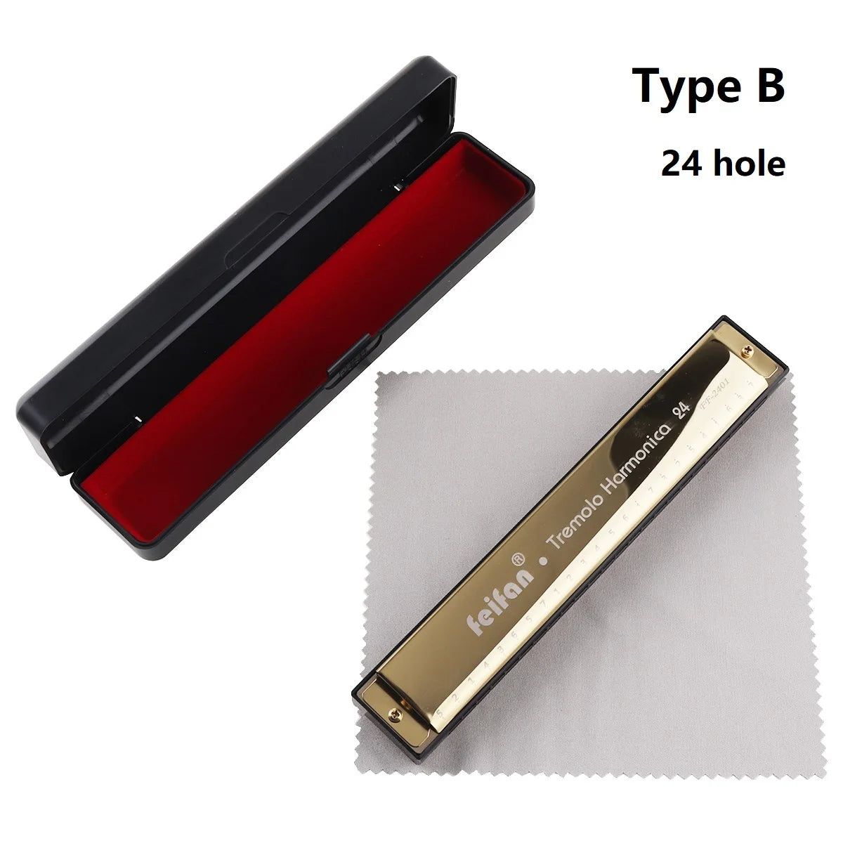 10 Hole 24 Hole Harmonica 8K Titanium Tremolo Tone Key C Harmonica Harp Mouth Organ Musical Instruments With Case