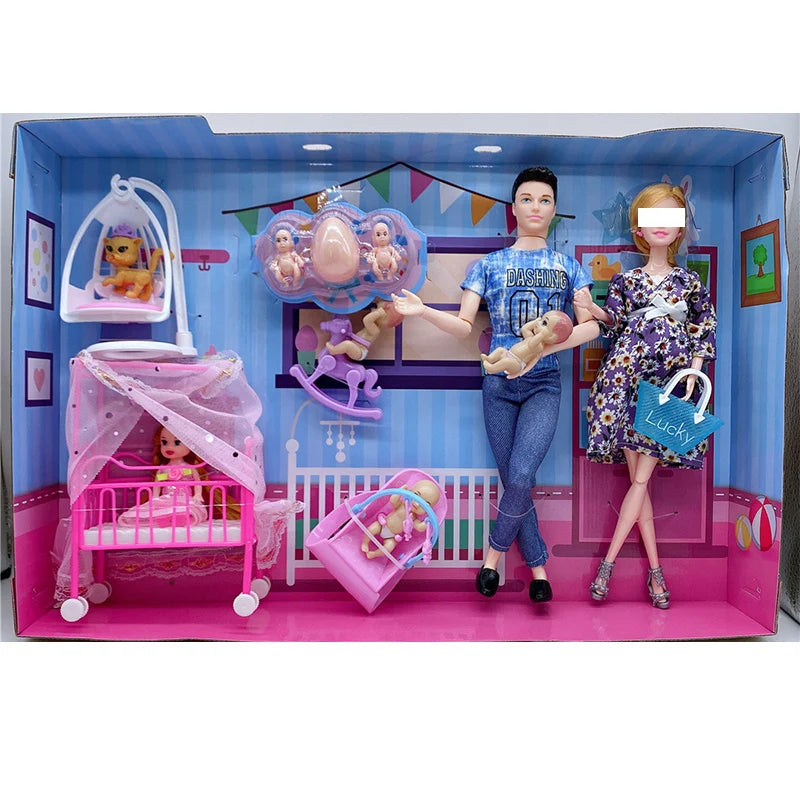 Newest Handmade Doll Accessories Baby Dolls Pregnant Mom Lady Father Dad Ken for Barbie Game Christmas Birthday Present Gift