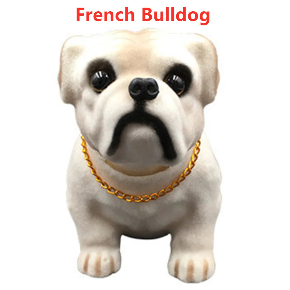 Car Ornament Nodding Dog Creative Shaking Head Puppy Dog Car Dashboard Doll Bobblehead Dog Toy Lucky Gold Chain Rocking Head Dog