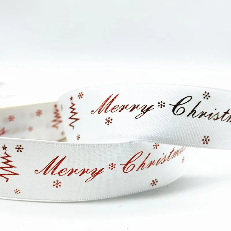 5yards 10mm 15mm 25mm Christmas Ribbon Printed Christmas Polyester Ribbon for Handmade Design Christmas Decoration Gift Packing