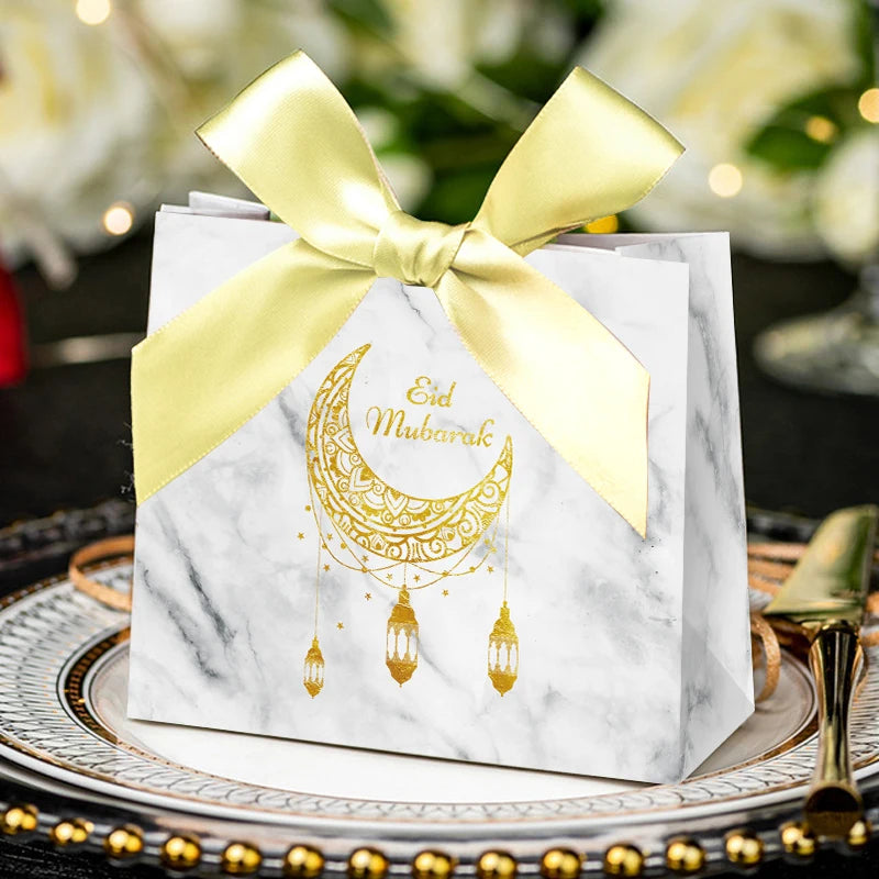Eid Mubarak Candy Box Set Paper Packaging Gift Bag Party Favor Ramadan Gift Box Muslim Islamic Party Supplies Kareem Decoration