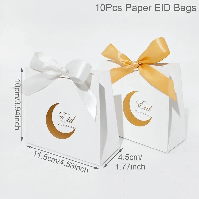 24Pcs Eid Mubarak Candy Gift Box Eid Black White Packaging Box Ramadan Decoration 2024 Islam Muslims Festive Party Supplies