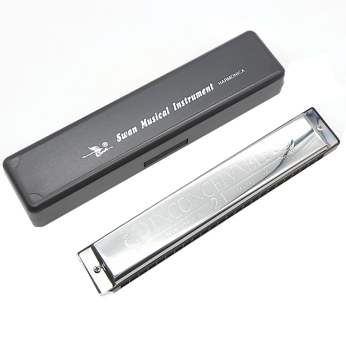 Swan Harmonica 24 Hole Polyphonic Harmonica C Key a/B/D/E/F/G/a #/C #/D #/F #/G # Professional Tremolo Harmonica for Beginners