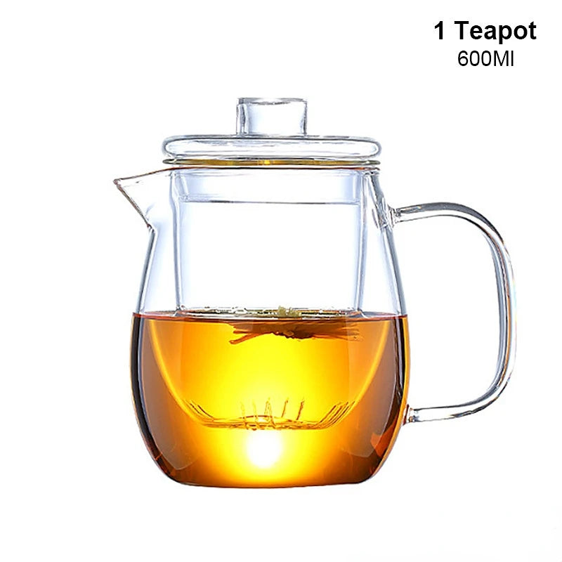 Dropshipping Heat Resistant Glass Teapot Various Styles of Hot-Selling Tea Sets Clear Kettle Flower Puer Tea Infuser Pot