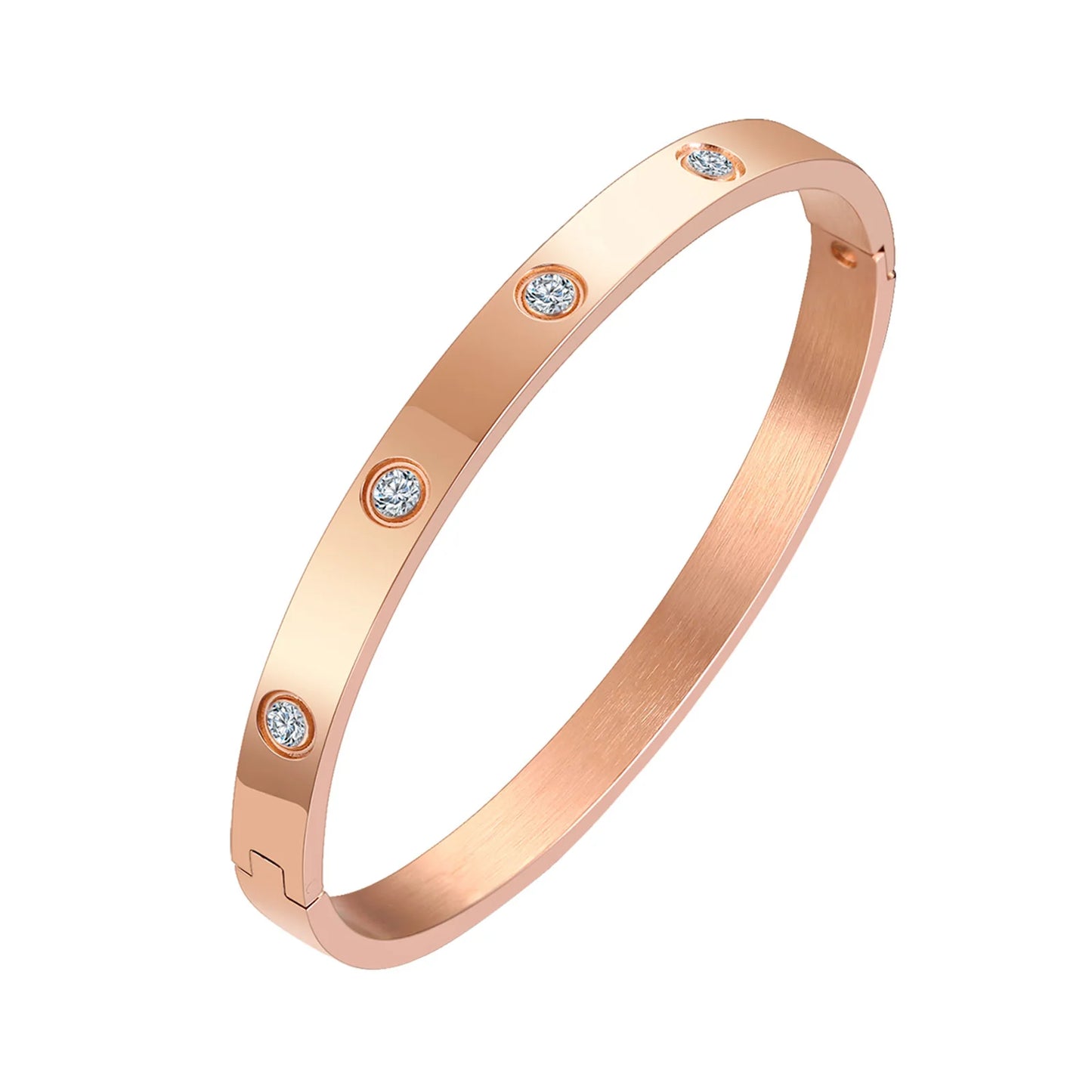 Cubic Zirconia Bangle Bracelet,18K Gold Plated Cuffs, Stainless Steel Jewelry Best Gifts for Valentine's Day Birthdays Gift