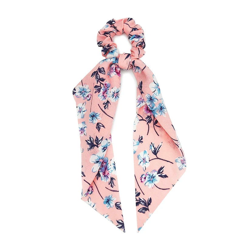 Chiffon Hair Scrunchies Women Fashion Pearl Ponytail Holder Hair Tie Hair Rope Rubber Bands Hair Accessories Bowknot Headwear