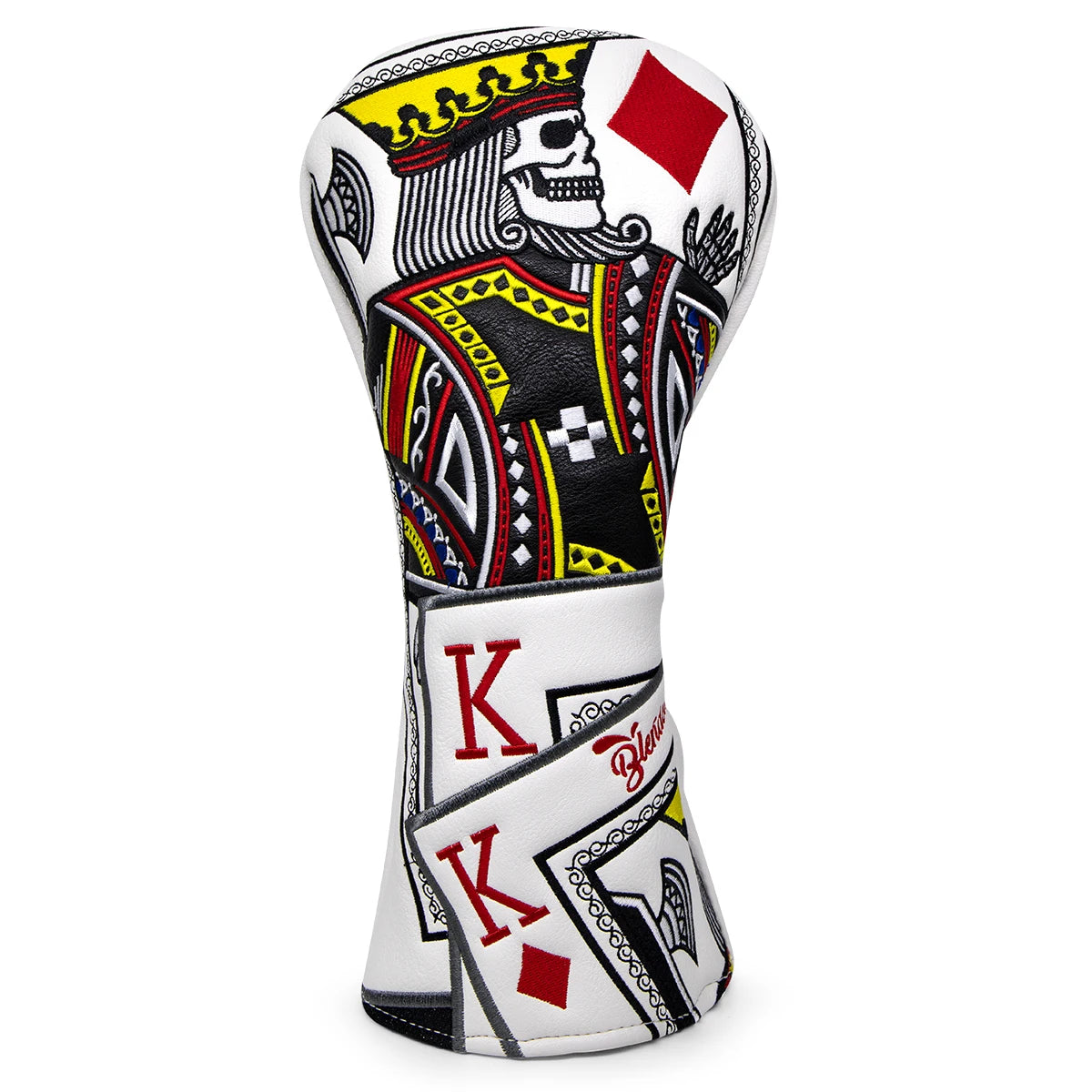 Lucky K High Qaulity Embroidery Golf Driver Fairway Hybrid Head Covers Black Premium Leather Wood Covers Blade Mallet Putter