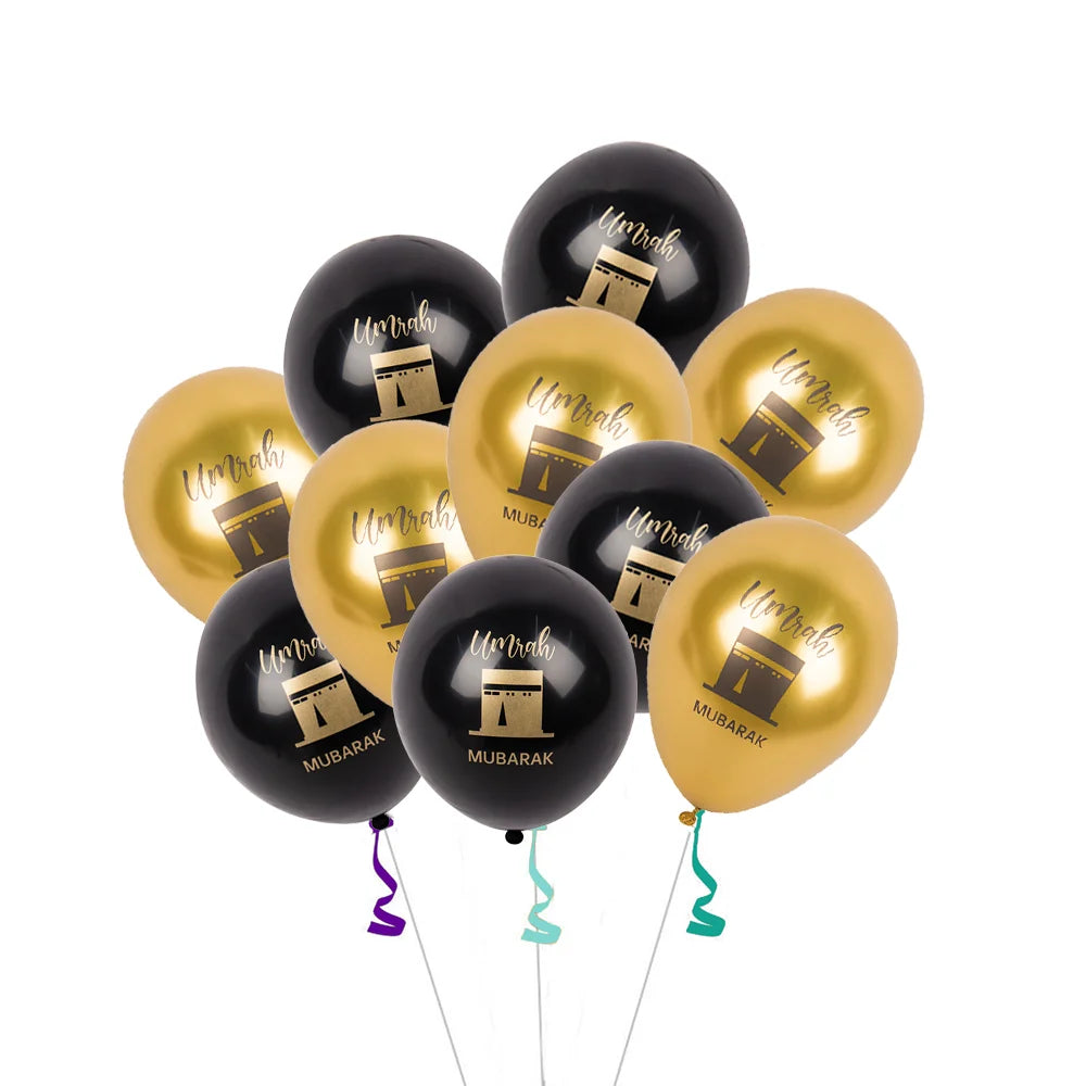 1Set Eid/Hajj Mubarak Latex Balloon Ramadan Kareem Decor Umrah Mubarak Muslim Islamic Hajj Festival Party Supplies 2025