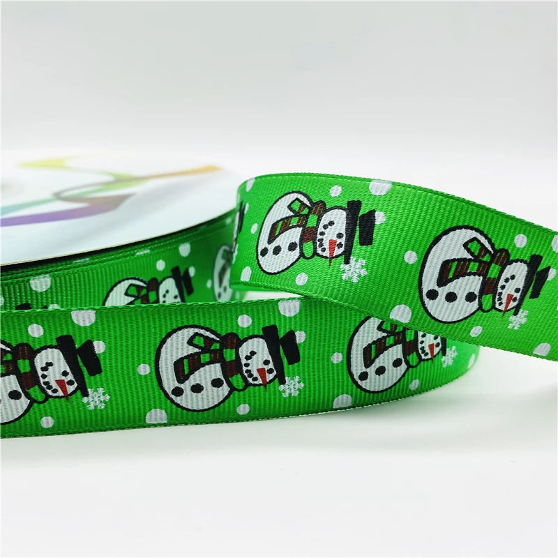 5yards/Lot 25mm Christmas Decor Grosgrain Ribbon Printed Christmas Ribbon for Handmade Design Christmas Decoration Sewing Fabric