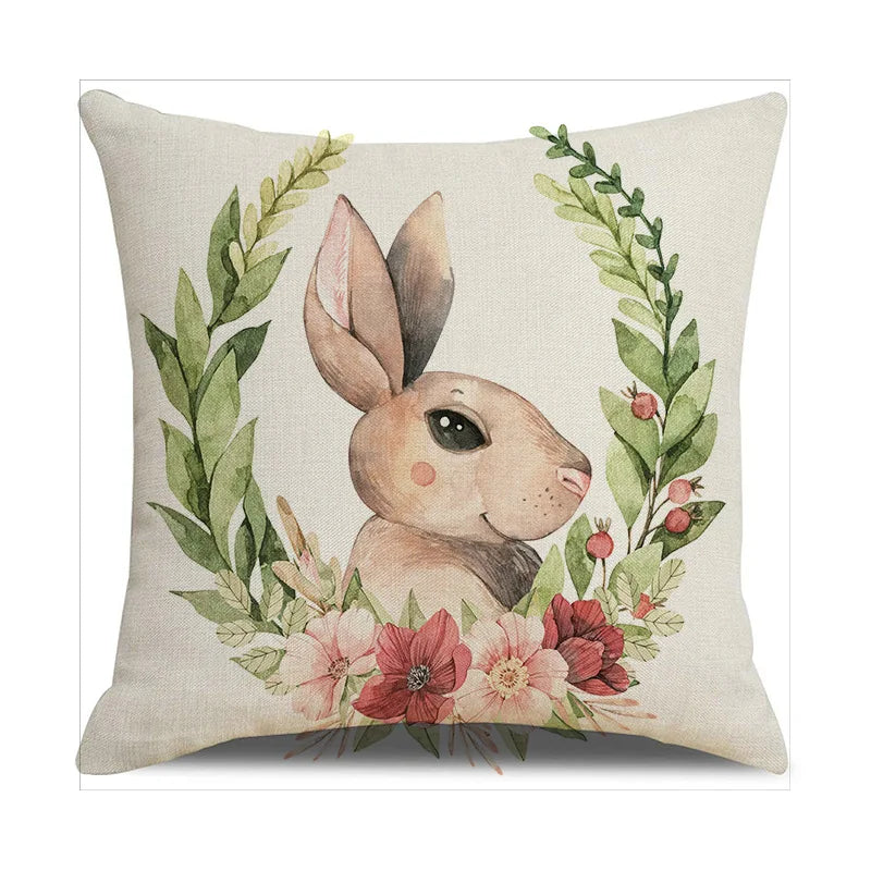 2024 Easter Rabbit Table Runner Linen Bunny Dining Table Cloth Placemat Spring Holiday Happy Easter Decoration for Home Kitchen