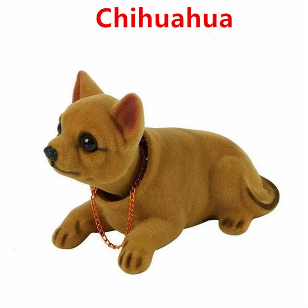 Car Ornament Nodding Dog Creative Shaking Head Puppy Dog Car Dashboard Doll Bobblehead Dog Toy Lucky Gold Chain Rocking Head Dog