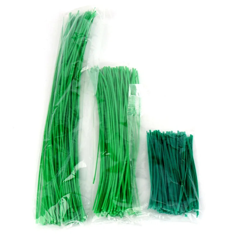 100pcs Gardening Cable Ties Reusable Oblate Iron Wire Bonsai Flower Cucumber Vine Climbing Plants Cable Tie