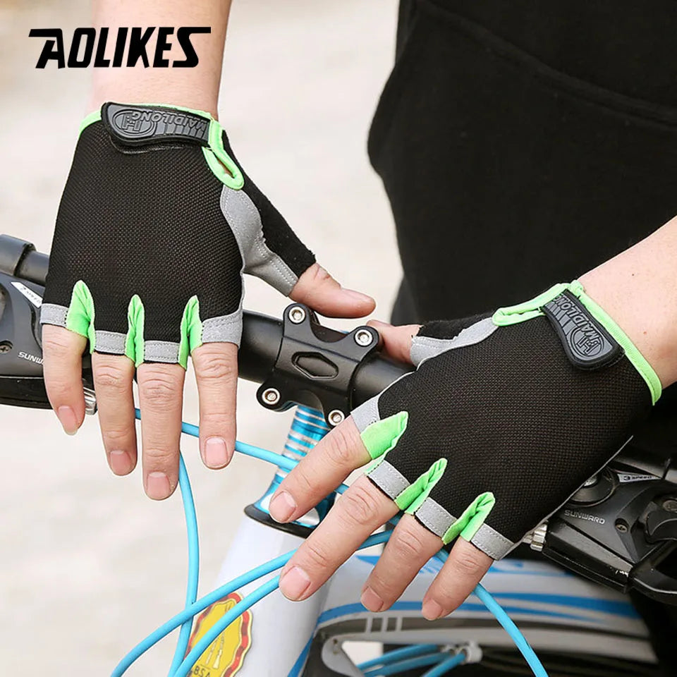 AOLIKES Cycling Gloves MTB Road Riding Gloves Anti-Slip Camping Hiking Gloves Gym Fitness Sports Bike Bicycle Glove Half Finger