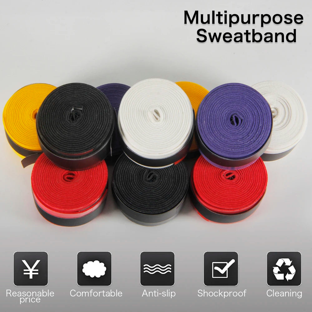 Queshark 10 Pcs Coated Anti-Slip Tennis Overgrips Badminton Grips Breathable Tennis Racket Tapes Sweatbands Fishing Rod Wraps
