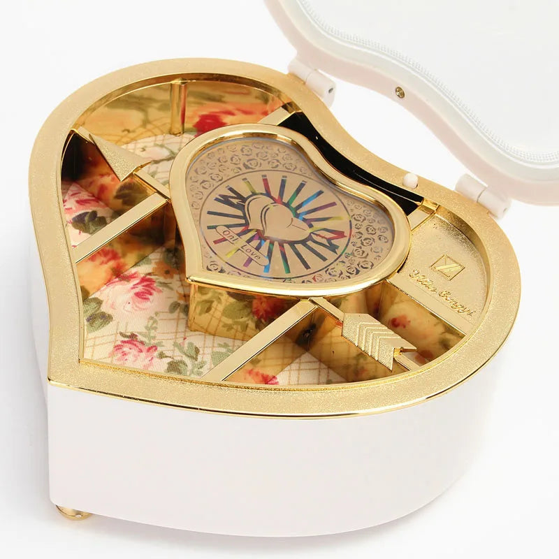 Music Jewellery Box Heart Shape Dancing Ballerina Gift for Girls Valentine's Day Hand Crank Music Box Mechanism Gift