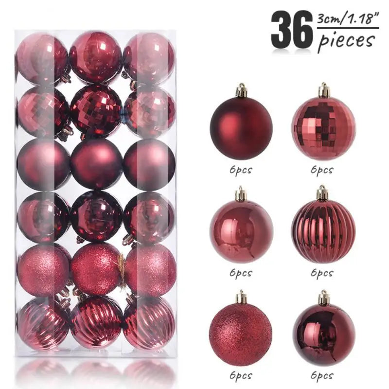 24/36pcs Christmas Ball Christmas Tree Ornament Home Christmas Hanging Pendant New Year Party Decoration Gift Navidad