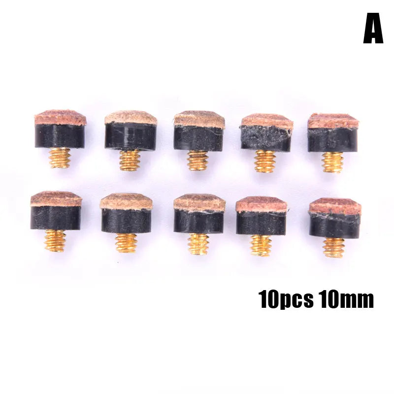 10 Pcs 10-13mm Screw on Cue Tips for Billiard Pool Cue Stick and Snooker Cue Replacement Parts Set Stick for Snooker Accessories