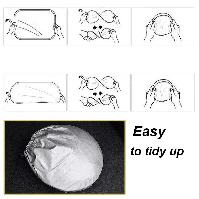 DSJ 6pcs Silver Car Sun Shade Front Window Sun Blind Screen Shield Protector Windscreen Windshield Visor Cover Block Sunshade UV