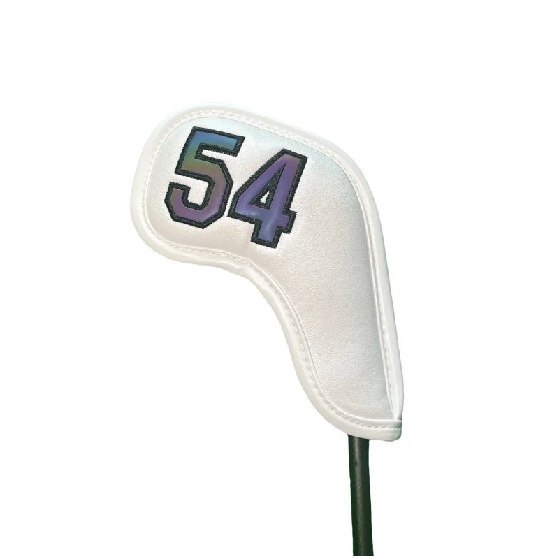 Golf Iron Club Head Cover Headcovers for Sand Wedges Big Number Long Neck Black/White Pu Leather 48 50 52 54 56 58 60 Degree